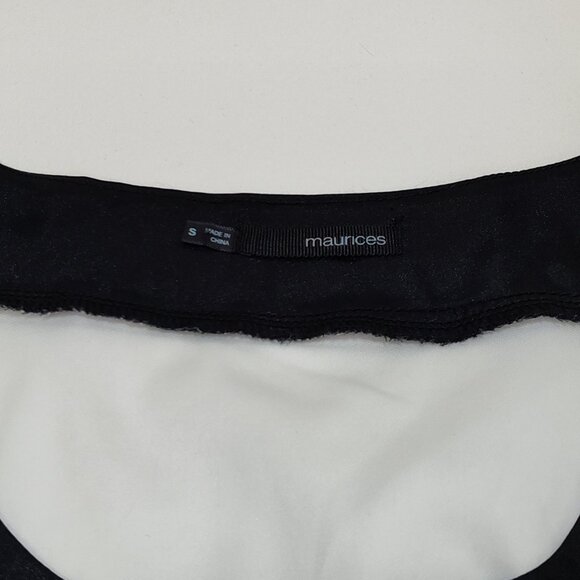 Maurices White Layered Ruffle Tank Top Black Contrast Trim Small Polyester EUC - Picture 3 of 7